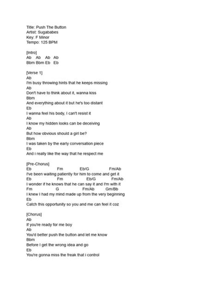 And if i push your button lyrics