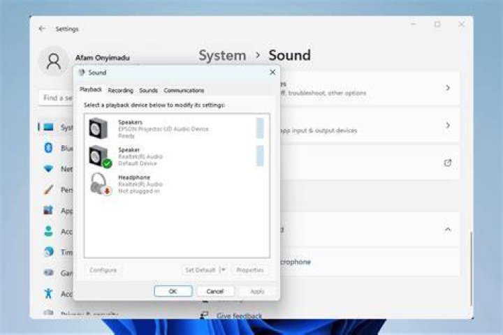 Audio Settings on a Windows Computer