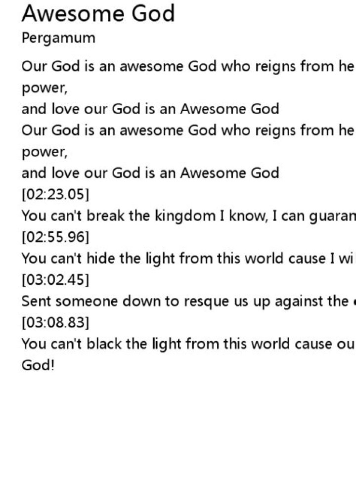 Awesome god u are lyrics