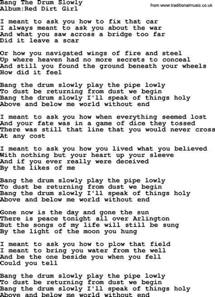 Bang the drum lyrics