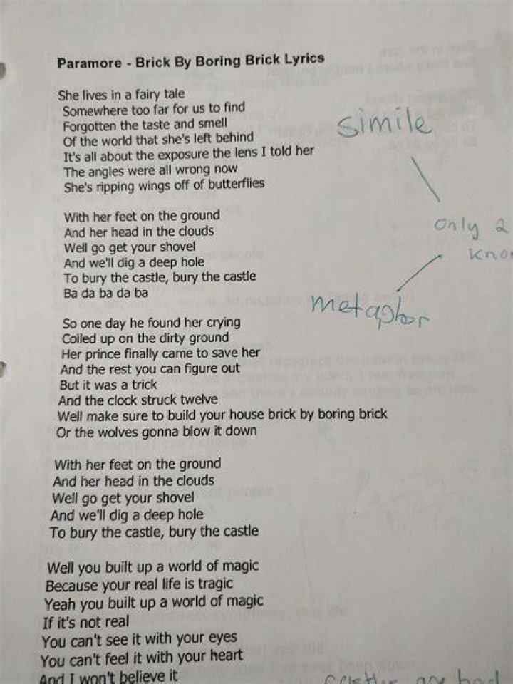 Brick by brick by brick by brick lyrics