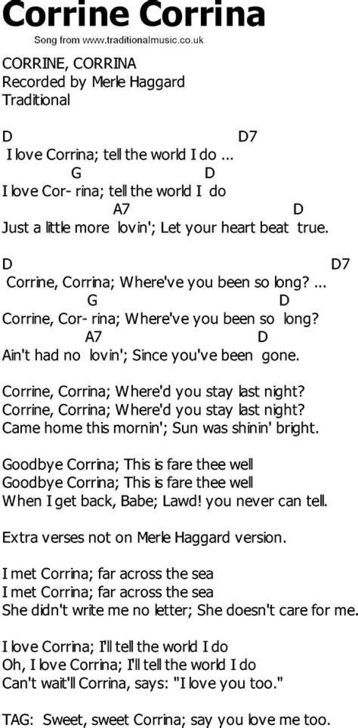 Corinne corrina lyrics