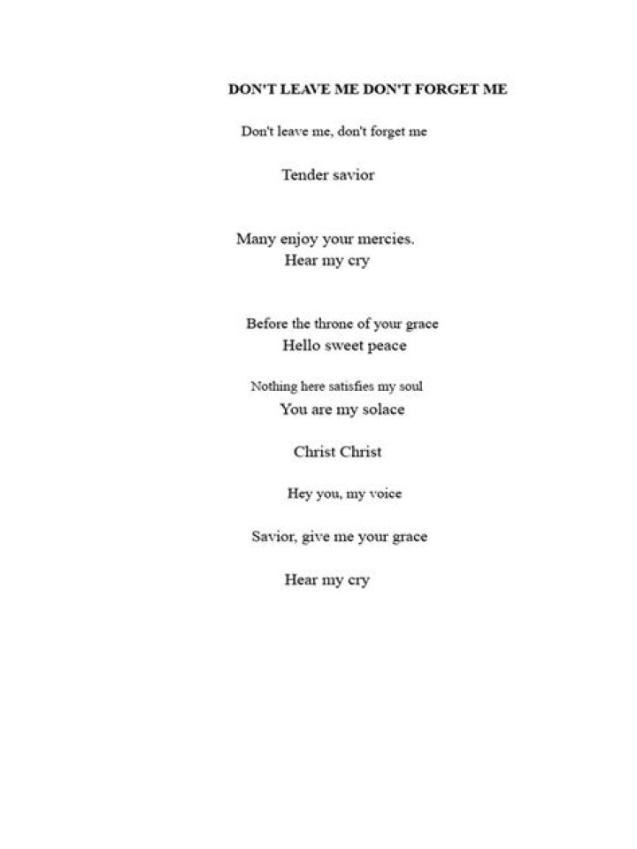 Don’t forget me when i leave lyrics