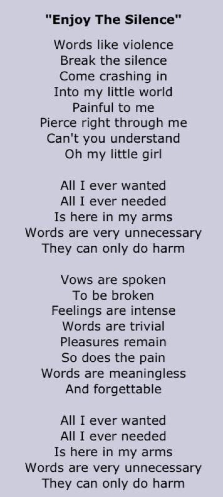 Enjoy the silence ... lyrics