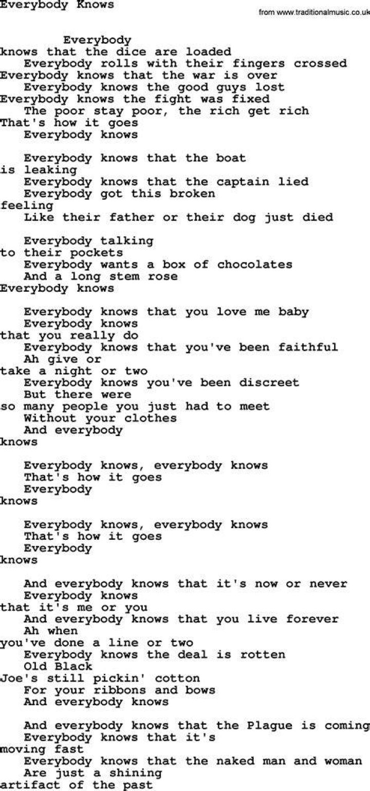 Everybody knows but me lyrics