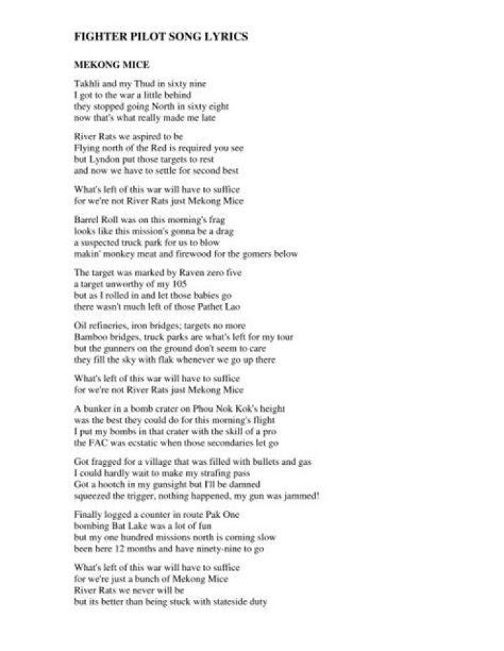 Fighter pilot lyrics