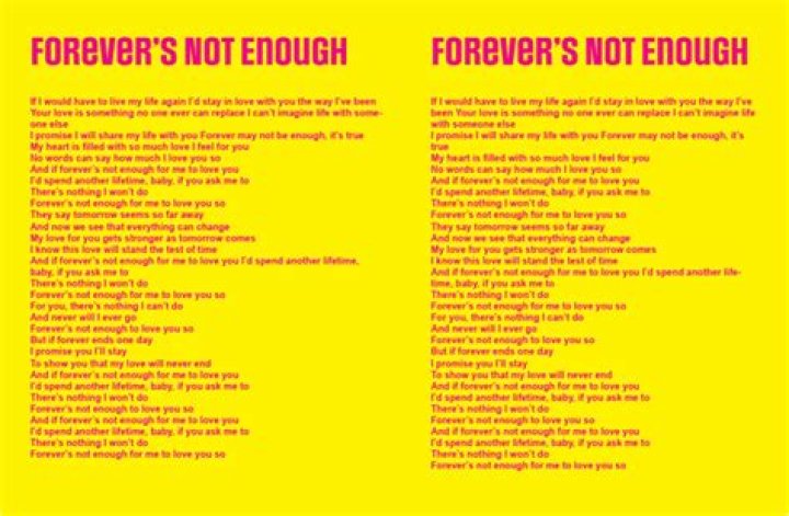 Forevers not enough lyrics
