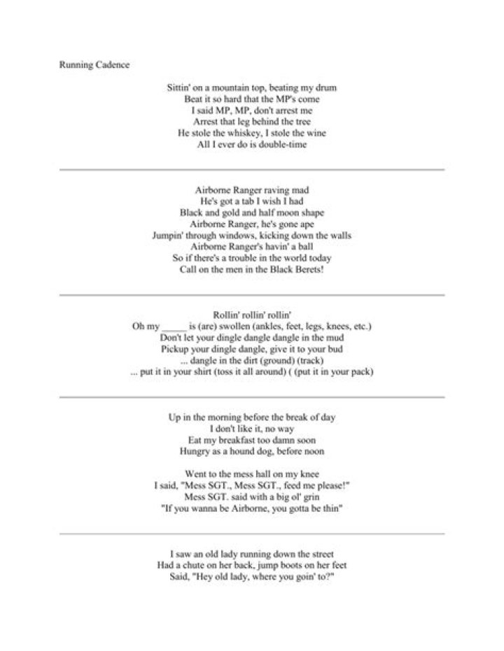 Full metal jacket running cadence lyrics