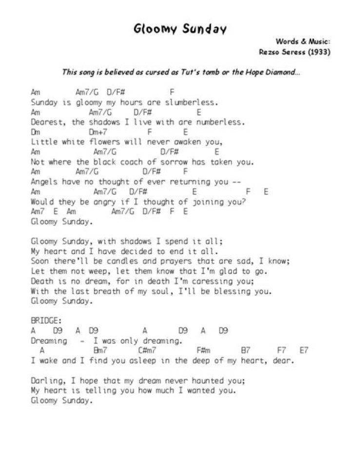 Gloomy sunday english version lyrics