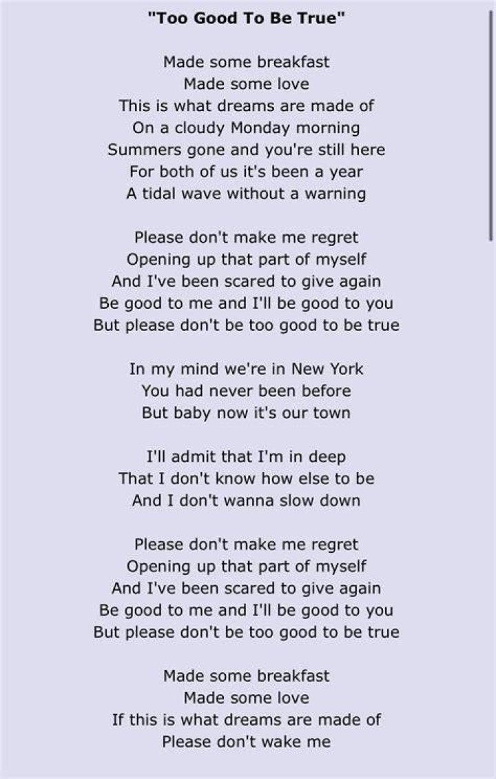 Good to be true lyrics