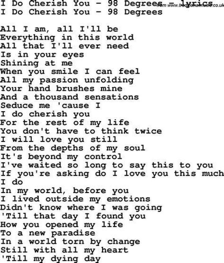 I do cherish you 98 degrees lyrics