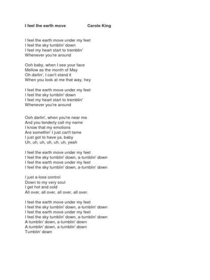 I feel the earth move lyrics
