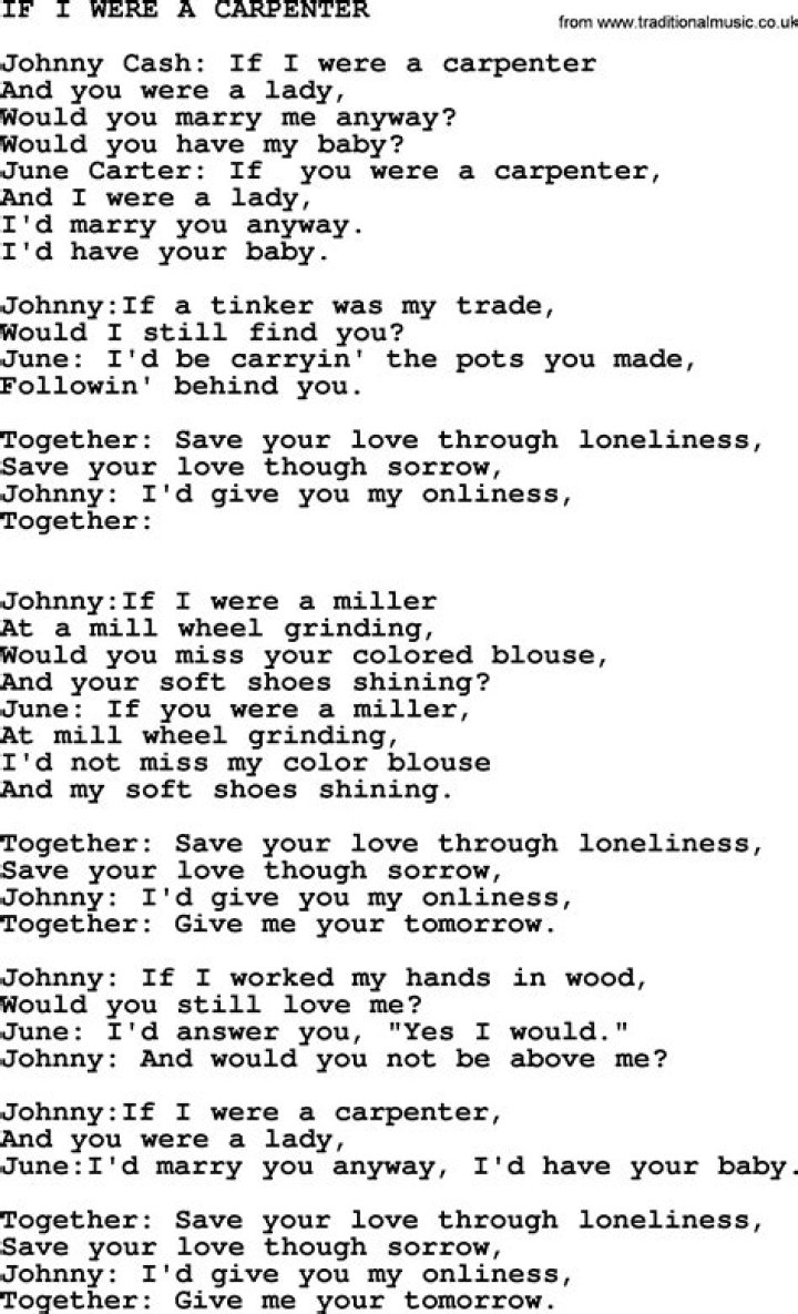 If i were a carpenter lyrics