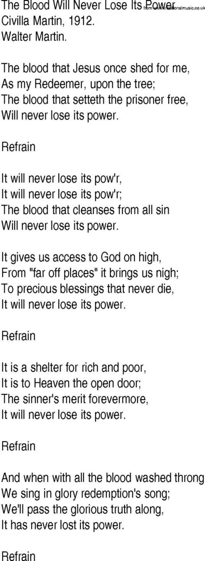 It shall never lose its power lyrics