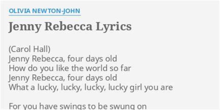 Jenny rebecca lyrics