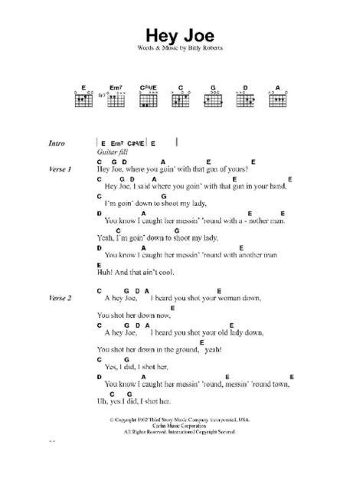 Jimi Hendrix Hey Joe Lyrics
