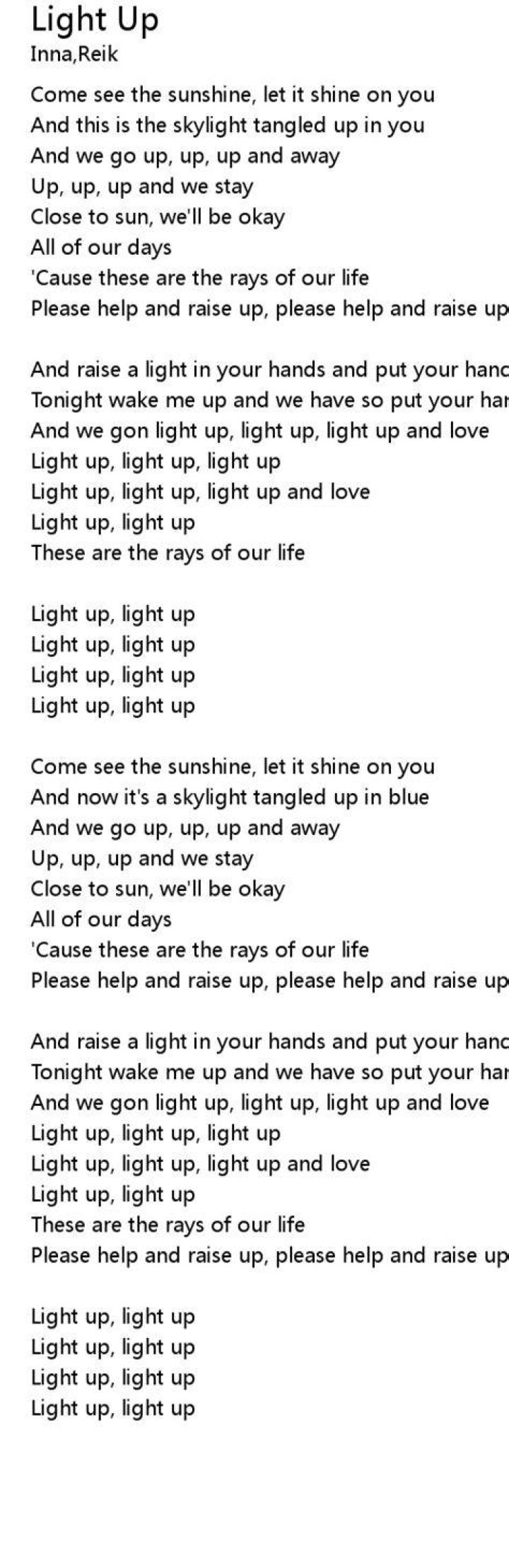 Light up light up lyrics lyrics