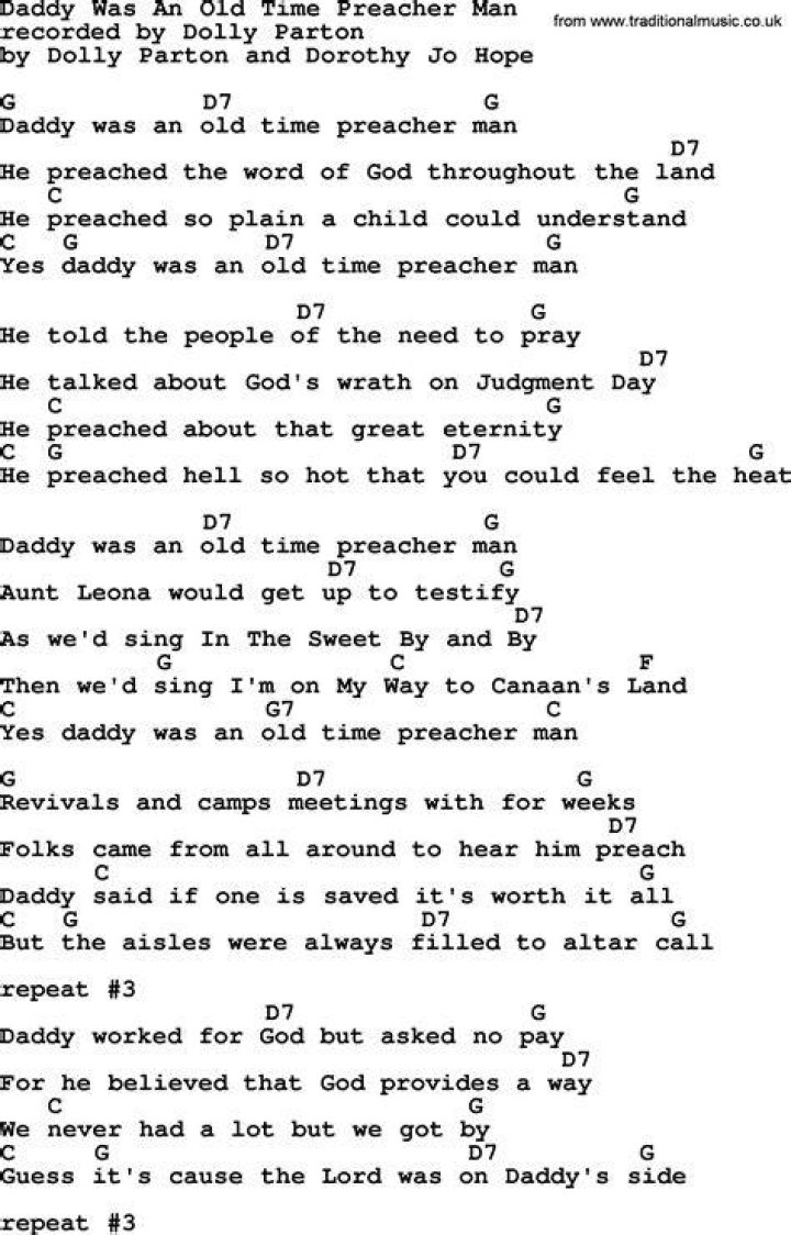 Old time preacher lyrics