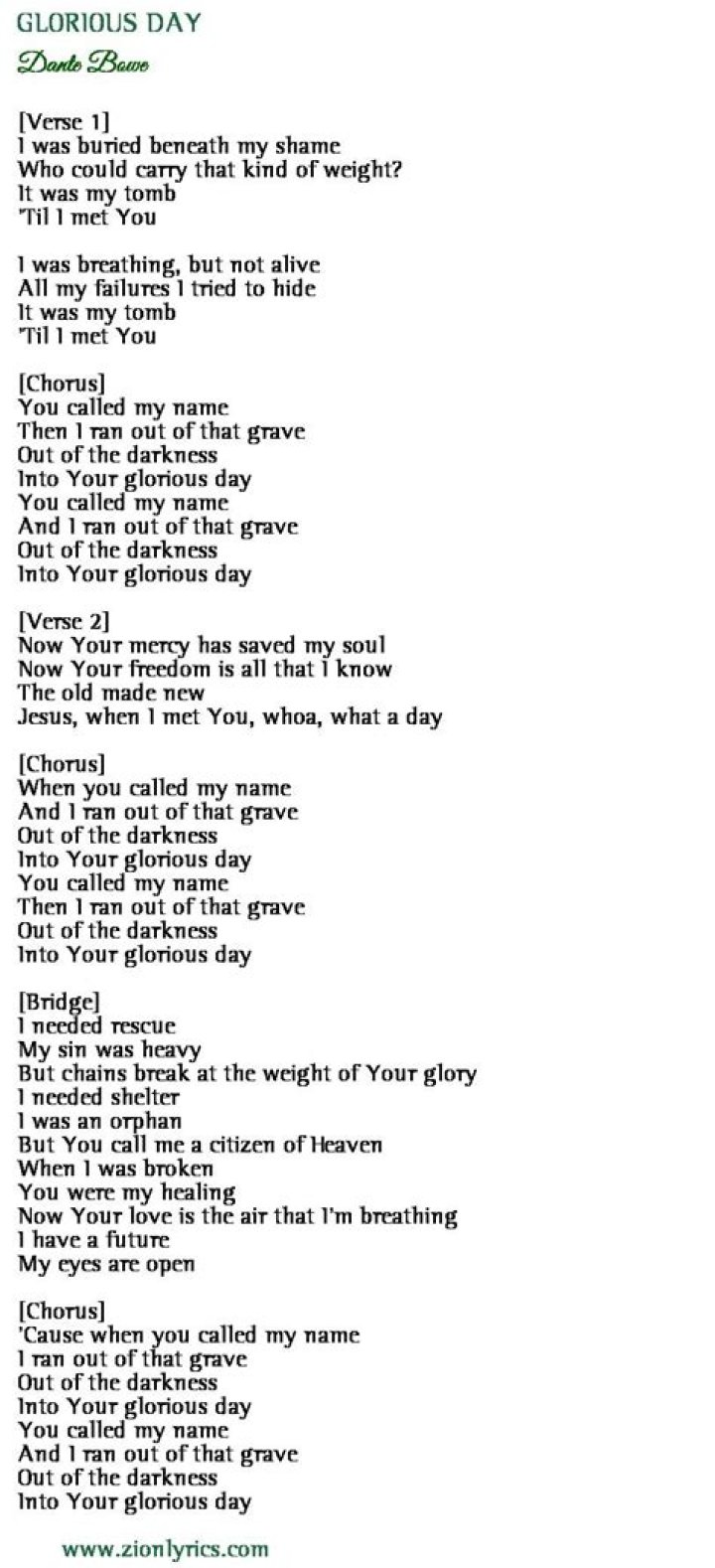 Praise and harmony glorious day lyrics