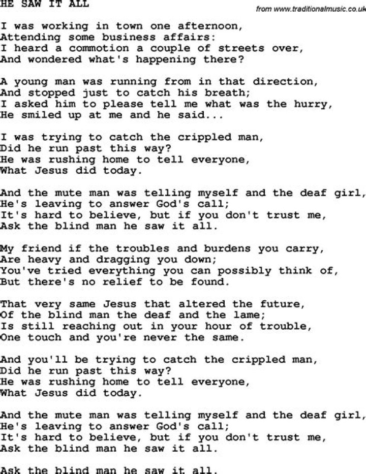 Saw a man lyrics