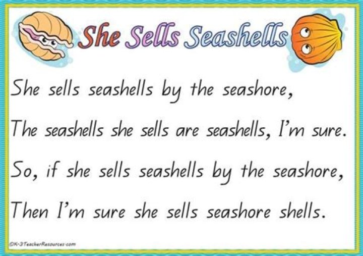 She sells seashells lyrics