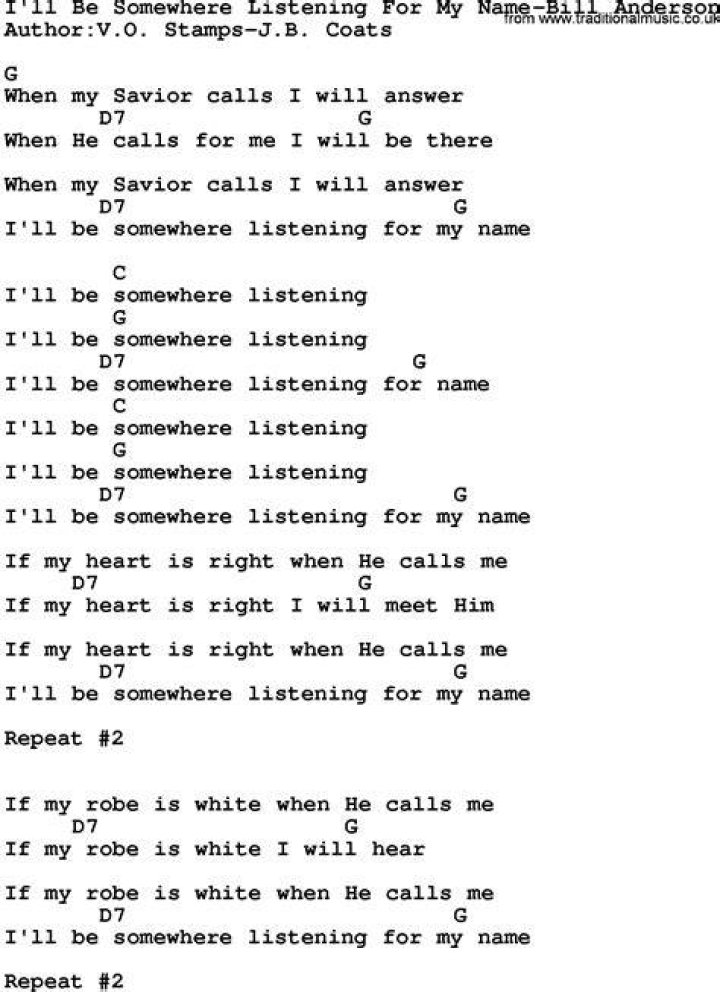 Somewhere listening for my name lyrics
