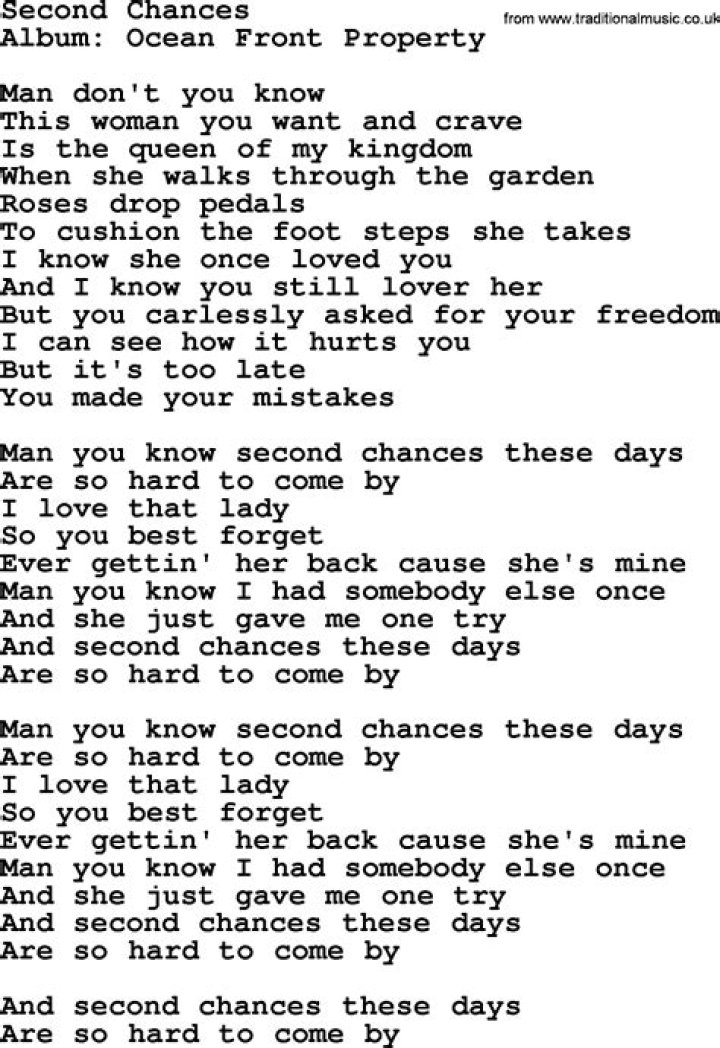 Songs about second chances lyrics