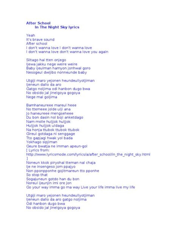 The sky was falling the night lyrics