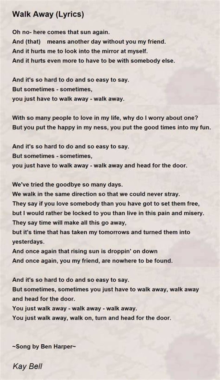 Walk away from love lyrics